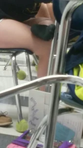 Nice Legs in College Classroom Closeup Photo
