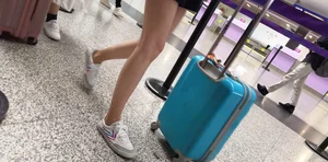 Skinny Legs Airport Candid Photo