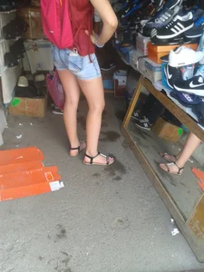 Hot Candid Legs And Feet in Sandals on a Street Market Creepshot