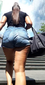 Girls in jeans shorts