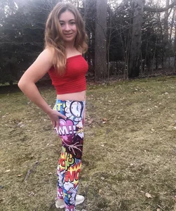 Cute Teen Girl in a Top And Leggings, Photos at the Park