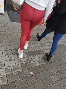 Nice ass in tight red leggings shopping