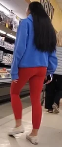 Super Cute Asian Teen Red Spandex Wedgie