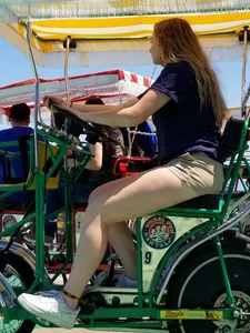 Ginger with ass eating shorts and long legs