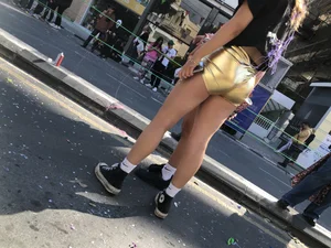 Carnival girls wearing pantyhose, spandex shorts, stockings, skirts and other outfits