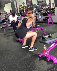 Fit Muscular Girl Working Out and Bend Over in a Gym Sexy Creepshot