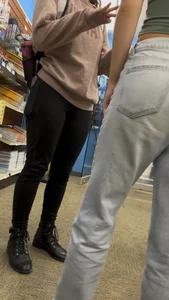 Smiley College Girl In Black Leggings