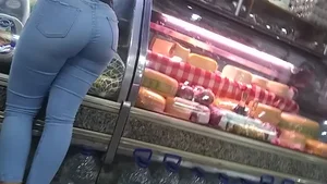 020 Huge Bubbebutt Latina In Tight Jeans at a Local Bakery