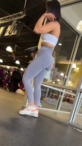 Gym brunette with a deep camel