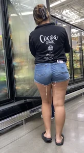 Sexy Latina ass in tight Jean shorts