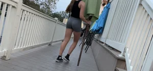 Could have watched all day. Skin tight grey shorts