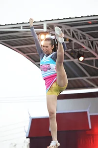 Bunch of athletic Thai cheerleaders at a competition