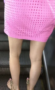 Long Skinny Legs Subway Escalator Closeup Candid