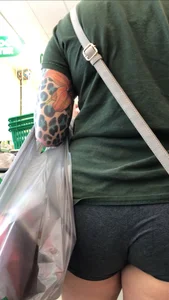 Spandex gray shorts on a thicc ass white girl