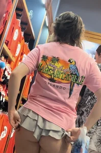 Petite light skin Latina with ass hanging out of skirty shorts