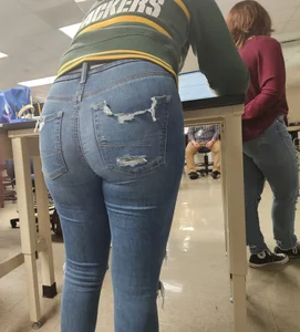 Former classmate in really tight jeans