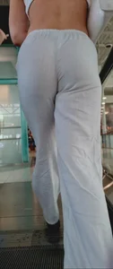 White pants, black thong  VTL