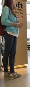 Skinny candid teen in tight jeans
