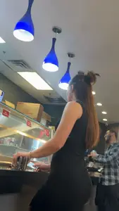 Fat booty brunette in tight black dress (oc)