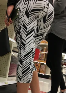 Black and white patterned leggings booty on cute girl at Target