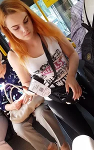 Redhead Girl in Yoga Pants Bus Candids