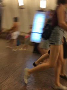Hot Legs in Denim Mini-Shorts Subway Station Candid