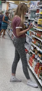 Skinny Girl in Yoga Pants with Hot Ass and Legs Supermarket Creepshot