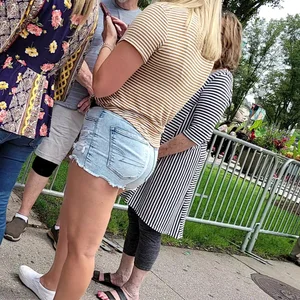 Blonde teen tan legs lil shorts