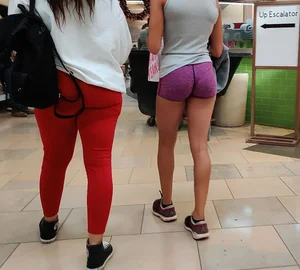 Nice tight little ass in purple spandex shorts