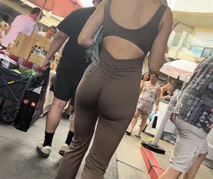 Tight blonde ass in brown one-piece (OC)