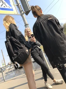 Hot Legs in a Skirt - Girl Standing on the Pedestrian Crosswalk Closeup Creepshots