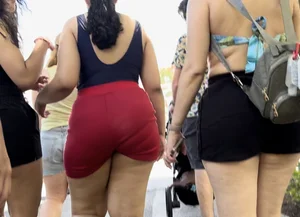 Waterpark Latina Donkey Butt Cheeks VPL swallows her Bathing Suit