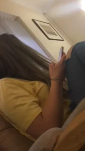 Girl Sitting With Her Phone Home Creepshot