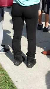 Juicy Candid Ass in Tight Black Pants Closeup