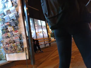 Small Ass in Tight Pants City Street Closeup Creepshots
