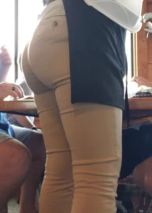 Blonde Waitress With Nice Ass in Khaki Pants (First Time Using Front Camera)