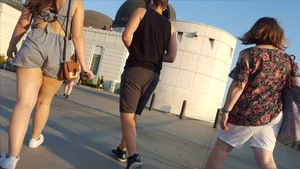 Slightly thick brunette at an observatory in short shorts with a nice booty