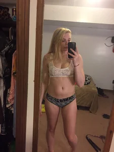 Hot Chubby Blonde in Underwear Bedroom Mirror Selfie