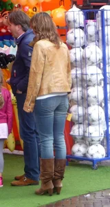 Some milfs in tight jeans on the street market