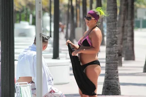 Big collection of various sexy girls on a beach in bikinis