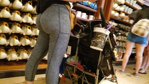 Crazy MILF Bubble Butt in gray leggings