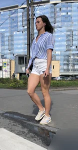 Girl With Awesome Muscular Body in White Shorts Street Creepshots Gallery