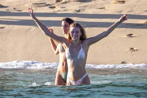Josie Canseco in a bikini on the beach with some sexy friends in Cabo San Lucas