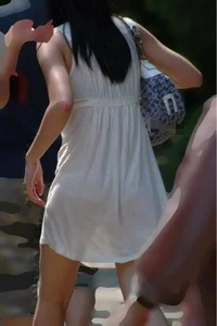 See-through Transparent Dress Street Creepshot - Lacey Panties