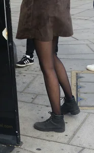 Slim Legs in Black Pantyhose, Candid Street Creepshot