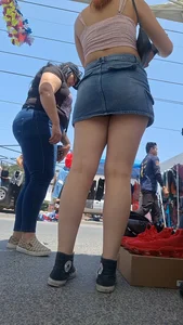 [oc] Beautiful lady with nice legs and sexy denim skirt