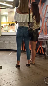 Hot Candid Butt And Thin Legs in Tight Blue Jeans Food Court Creepshots