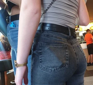 Various hot butts in tight jeans on the street and inside cafes, some teens too