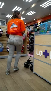 Pet shop employee with a nice ass in tight jeans