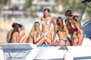 Josie Canseco in a bikini on the beach with some sexy friends in Cabo San Lucas
